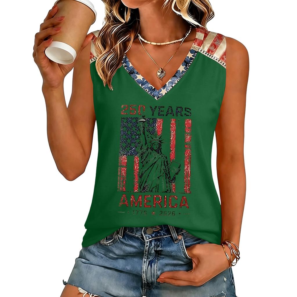 Women’s V Neck Casual Short Sleeve T Shirt Top with Letter Print Loose Fit Style Lightweight Comfortable