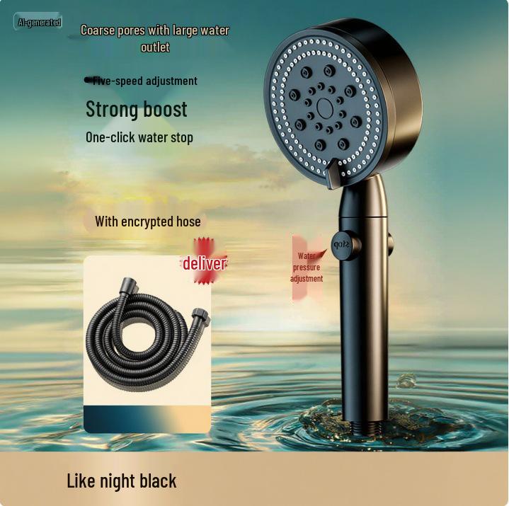 High-Pressure Shower Head with One-Button Water Stop & Filtration