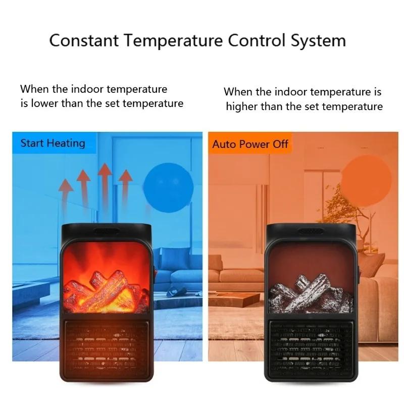 Portable Space Heater Electric Heater Heating for Room 3D Flame Mini Heating Fans Remote Control Wall Mounted Heating 110V/220V