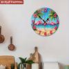 Tropical Flamingo Wall Clock. Round Coastal Design for Living Room or Bedroom.