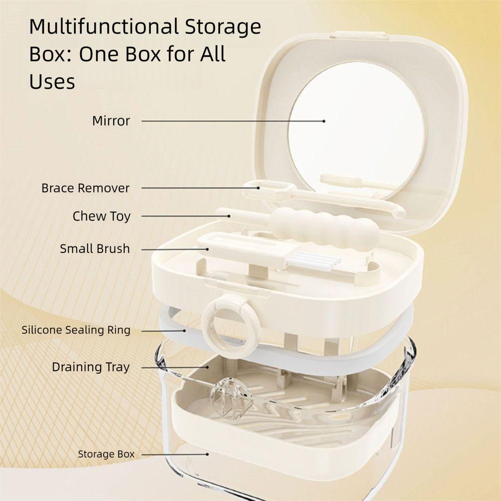 Transparent Denture Soaking Cleaning Box Portable Orthodontic Retainer Case False Teeth