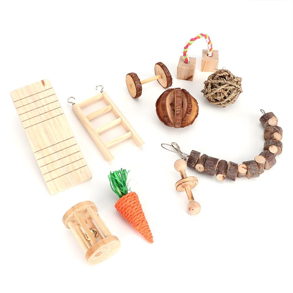 Natural Wooden Hamster Chinchillas Chewing Biting Playing Teeth Care Toys Accessories10PCS