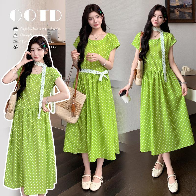 2026 Spring/Summer Dopamine Polka Dot Maternity Dress Medium