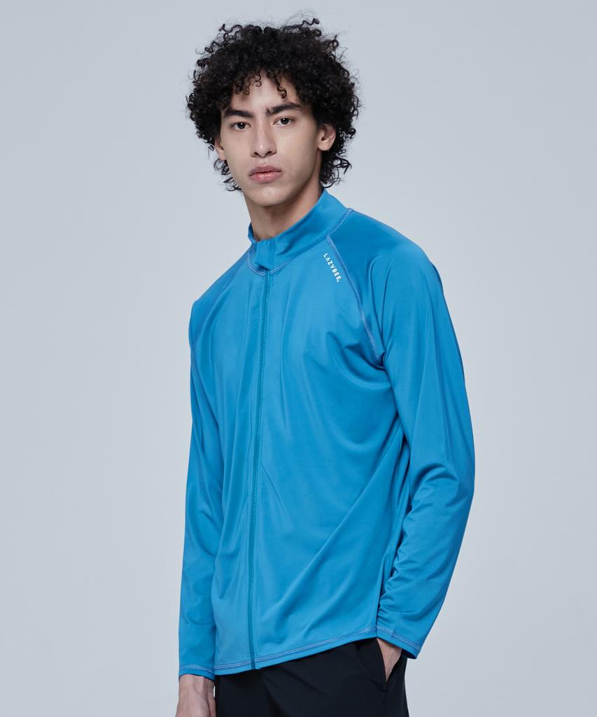 Leijibi Essential Loose Fit Multisports Men'S Zip-Up Rash Guard Storm Blue