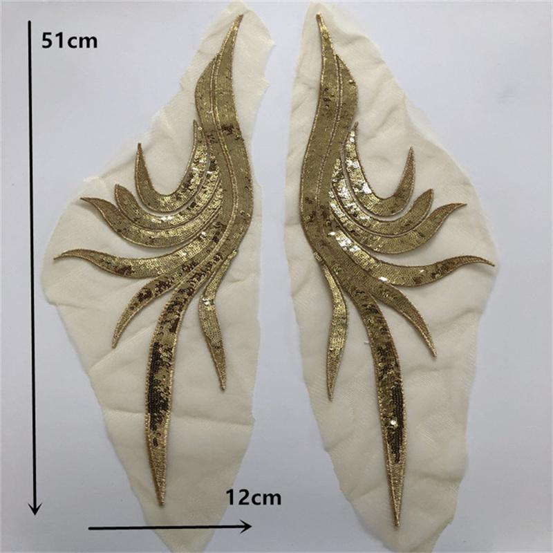 

Одежда, декоративная аппликация, большая вышитая ткань, нашивка ручной работы, марлевая нашивка с блестками, аксессуары для Cheongsam 12*51cm