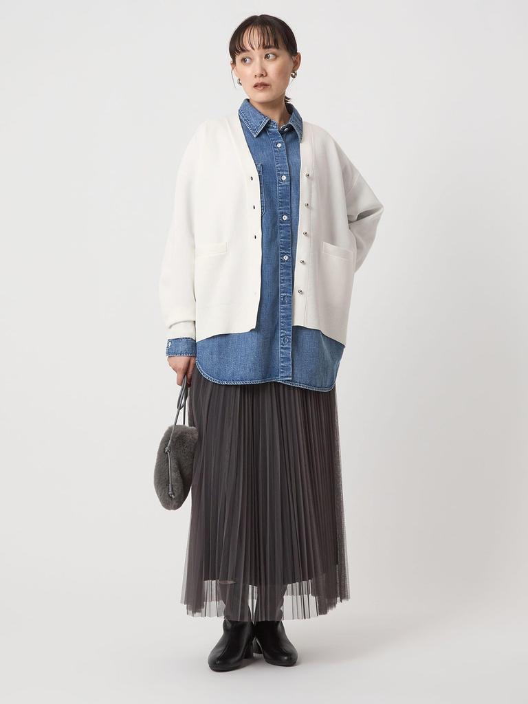 United Arrows Green Label Relaxing Washable Puff Knit Cardigan, 36281190960, 0300, OFF WHITE (03), FREE Shipping