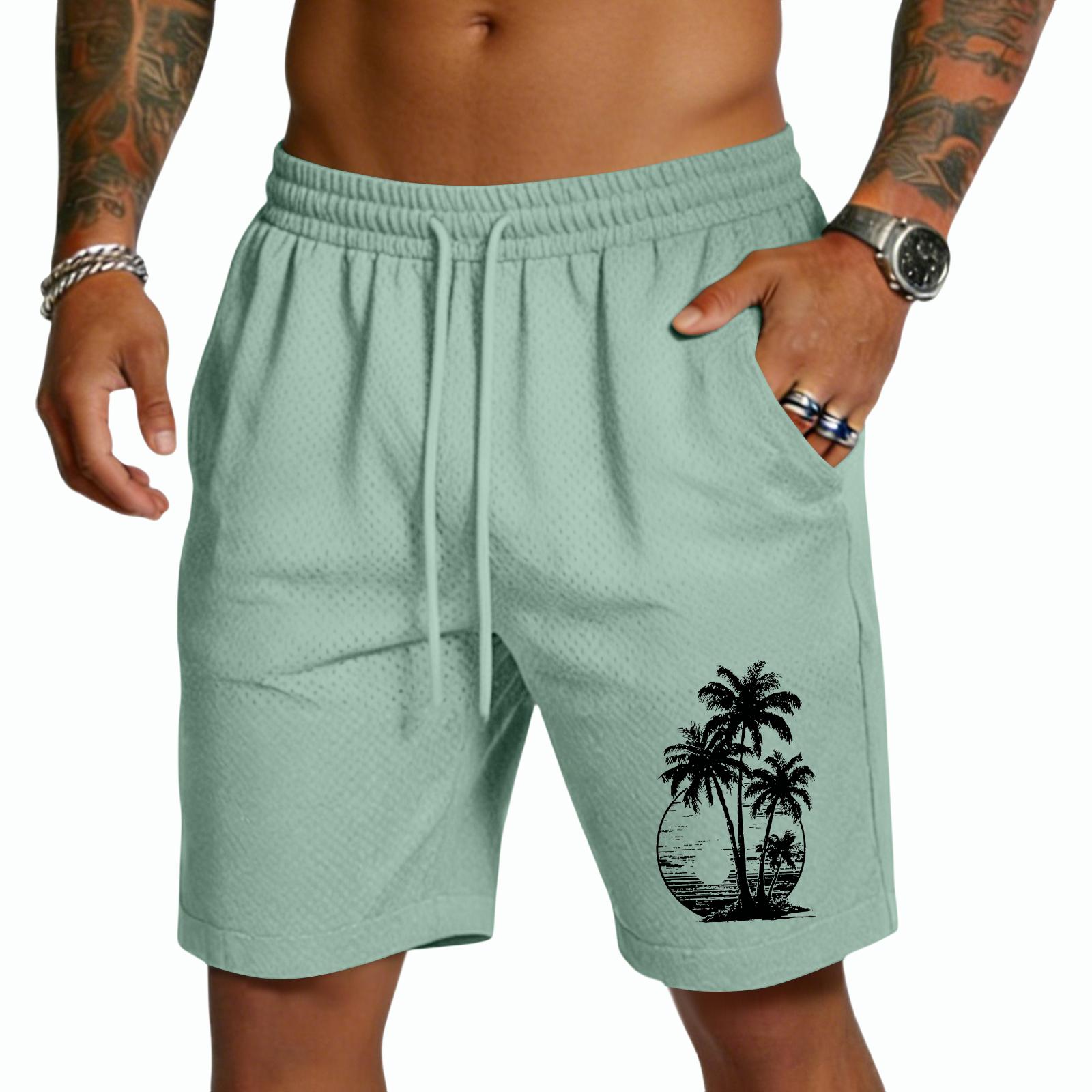 Heima B Heren Sweatshorts met Print Trekkoord Taille Casual Pasvorm Katoenen Shorts Heren Cargo Shorts voor Heren Shorts voor Heren XXXL lichtgroene kleur