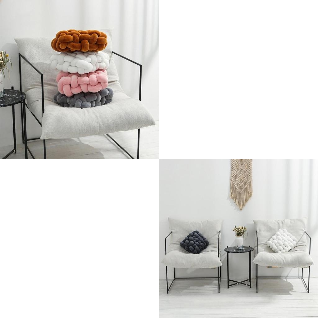Nordic Handmade Woven Plush Square for Seat Back Cushion Knotted Stuffed Color Thick Chair Pad Floor Waist Pillow