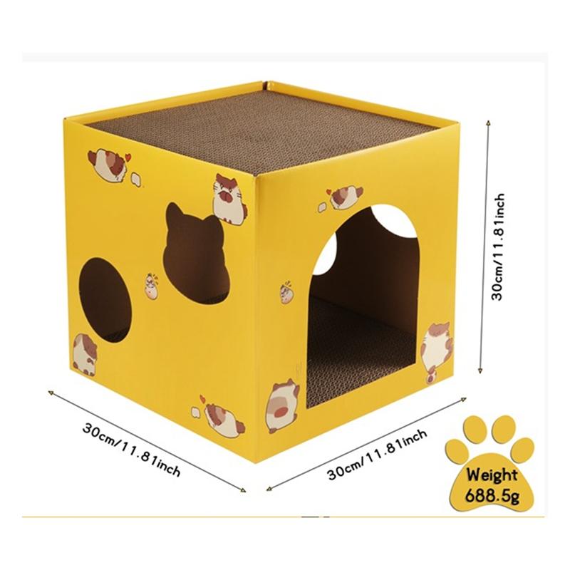 M-Modern-Cat Cardboard House With Scratch Pads Corrugated Cardboard Bed Cat Box Cats Bed For Cat Small Animals Bunny Indoor