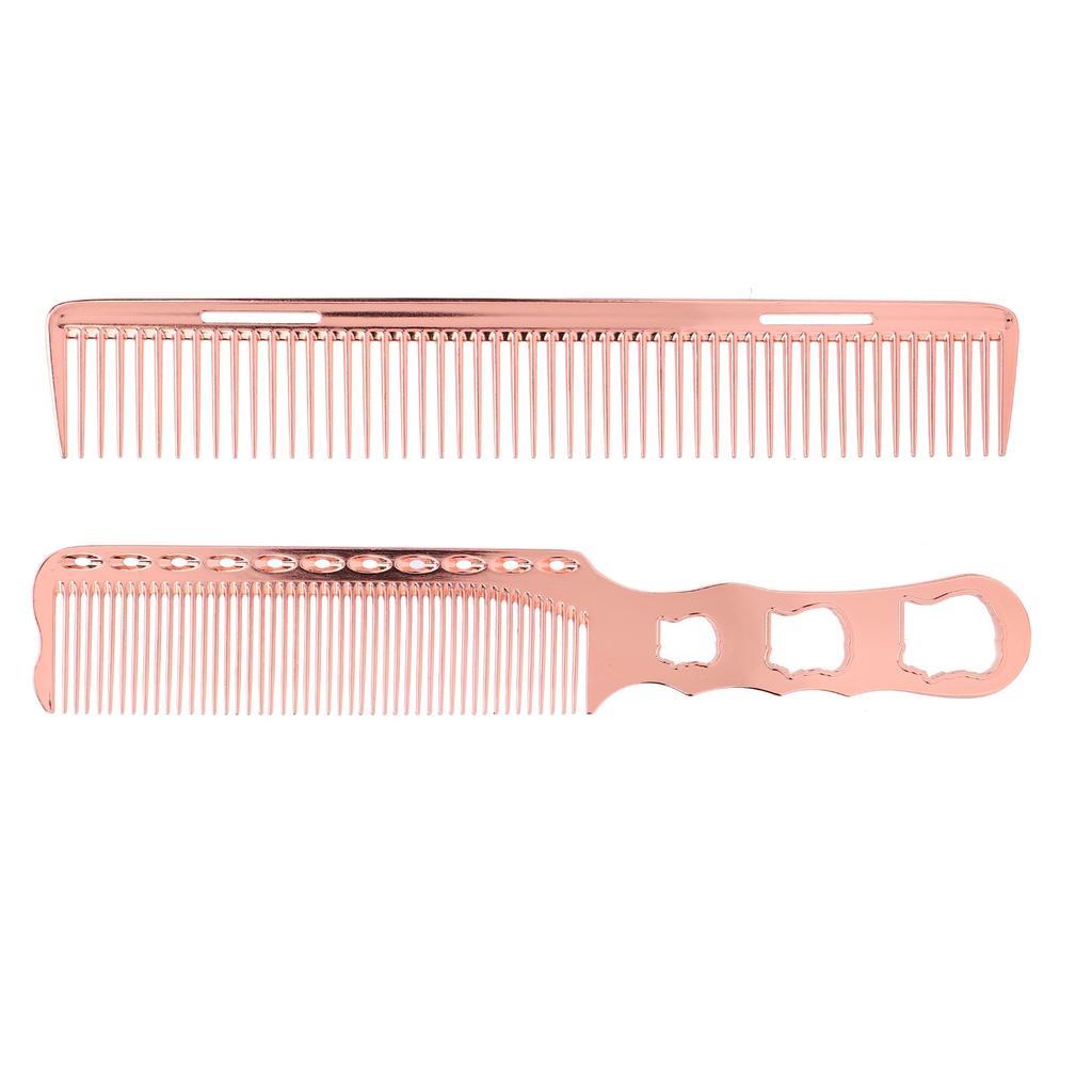 2 Stück Aluminium Haarkamm Feinzahn Hitzebeständig Haarstyling Metallkamm für Salon