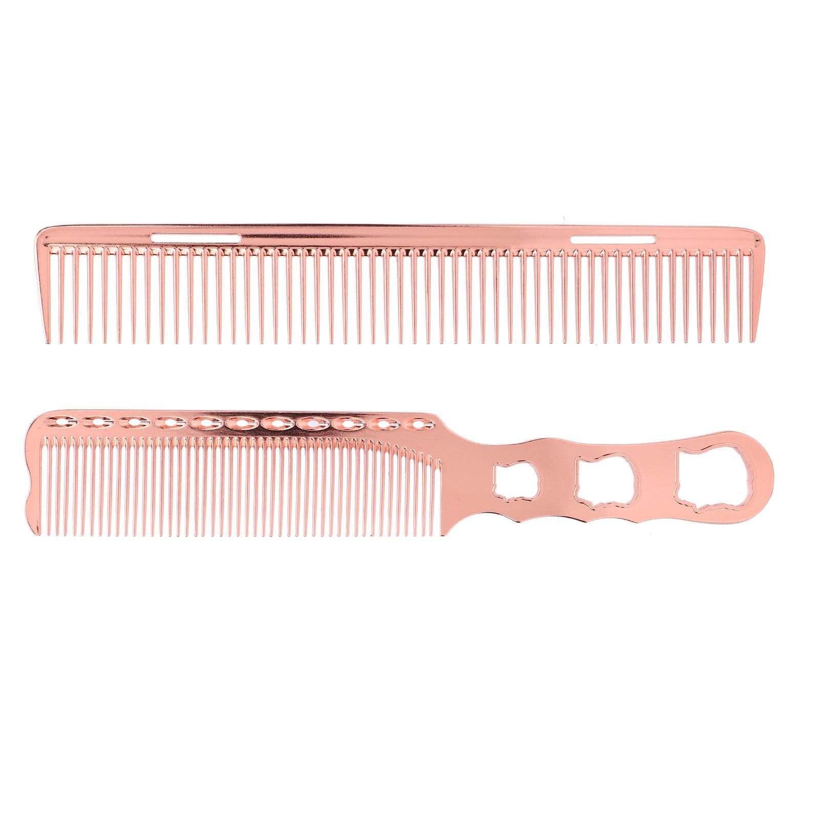 

2 шт. алюминиевая расческа для волос с мелкими зубьями, устойчивая к высоким температурам, металлическая расческа для укладки волос для салона розового золота