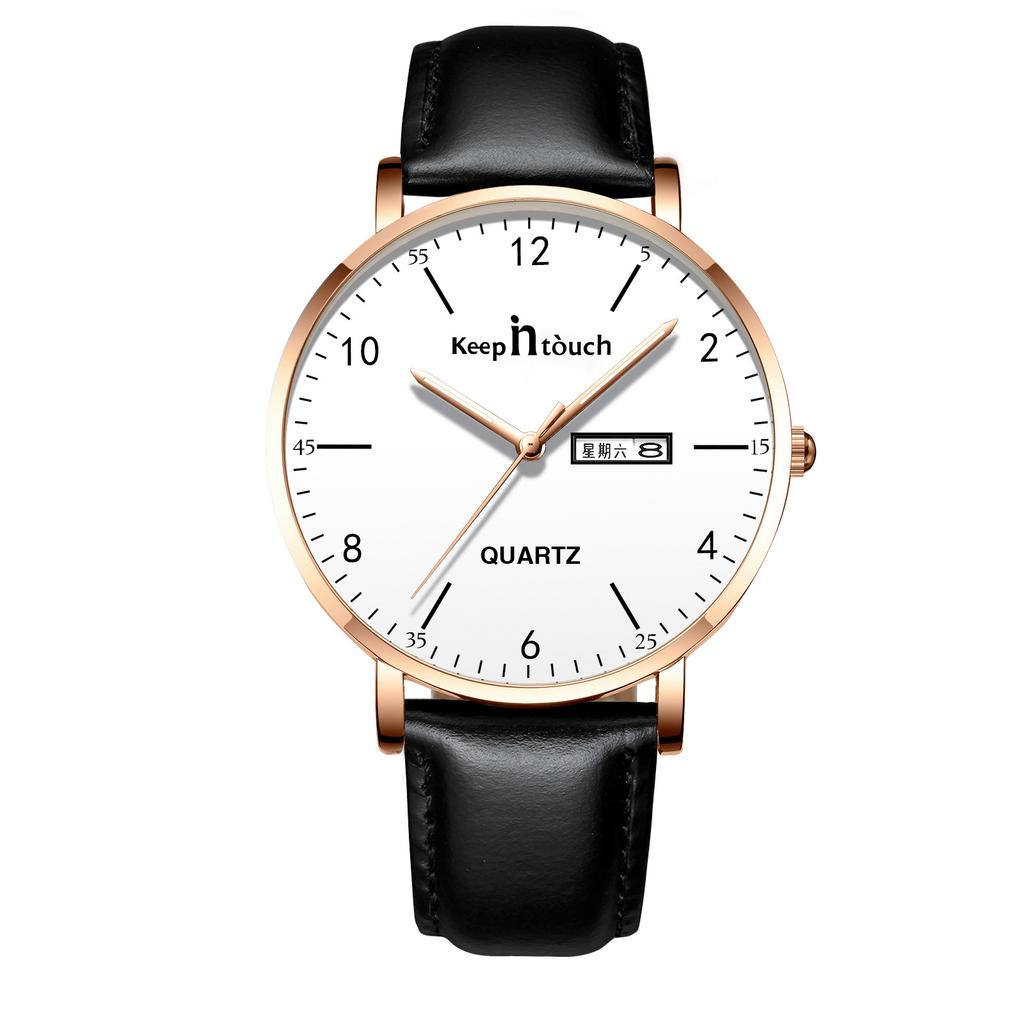 Silent Ultra-thin Men's Watch for Junior and High School Exams Men's Luminous Waterproof Quartz Watch for Young and High School Students