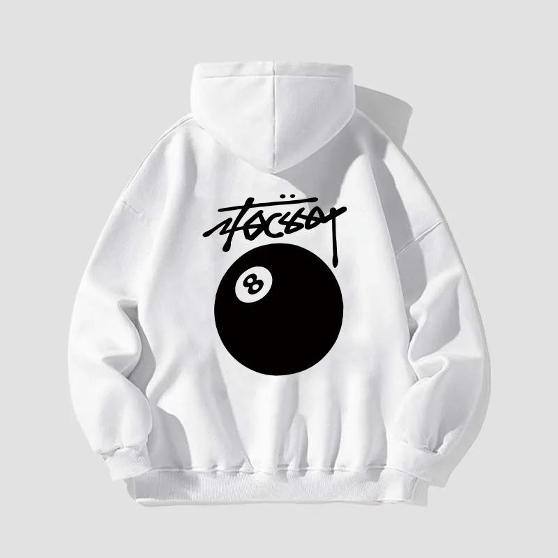 Trendiger Herren-Hoodie Sweatshirt Herbst Winter Pool-Print Schwergewicht Locker Vielseitig Paar-Hoodie Lässige Streetwear