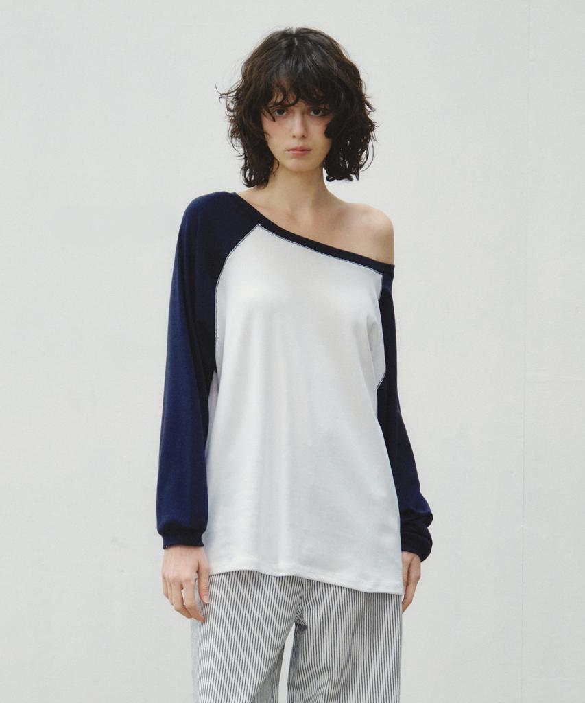 CITTA Number 23 Raglan Off-Shoulder T-Shirt_Ctt3002(White)