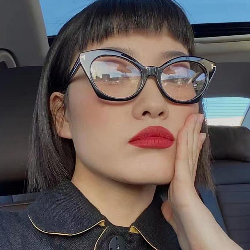 Sexy Cat Eye Eyeglasses Frames  Women Anti Blue Light Glasses Frame Brand Design Vintage Clear Blue Light Resistant Eyewear