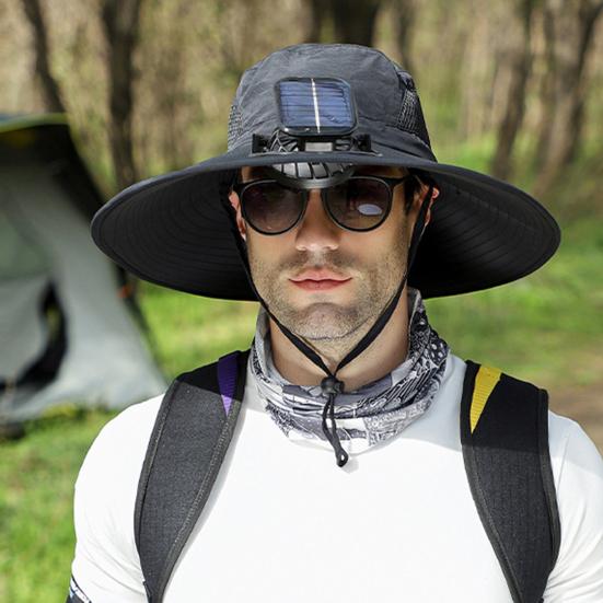 Solar Fan Hat UPF 50+ UV Protection Hat with Detachable Cooling Fan Breathable Men Women Summer Outdoor Activities Fishing Wide Brim Sun Cap