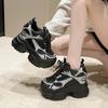 Fashion Women Winter Chunky Sneakers Thick Bottom Female Casual Leather Dad Shoe Lace Up 10.5CM High Platform Vulcanized Shoes Woman