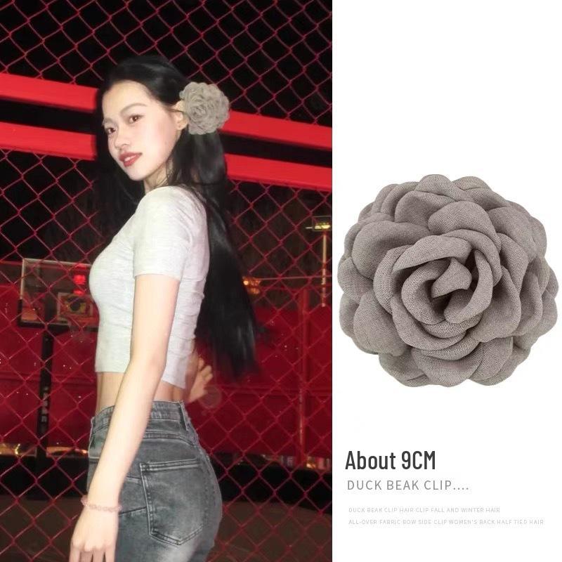 Caro Blumenstoff Rose Haarspange - Europäischer & Amerikanischer Stil Dutt-Accessoire