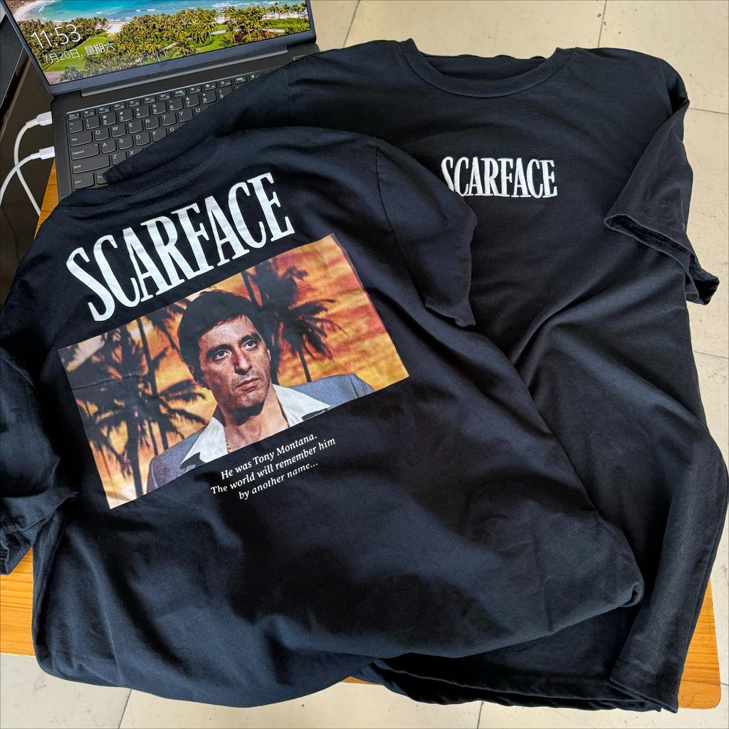 The United States Trend Men's and Women's T-shirt Short Sleeve Niche Scarface Scarface Star Movie Surrounding Rock Style