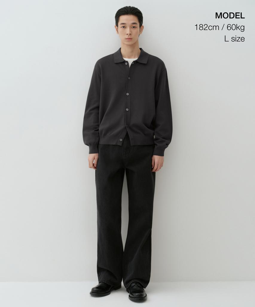 Musinsa Standard Washable Supima Cotton Collared Cardigan [Dark Gray]