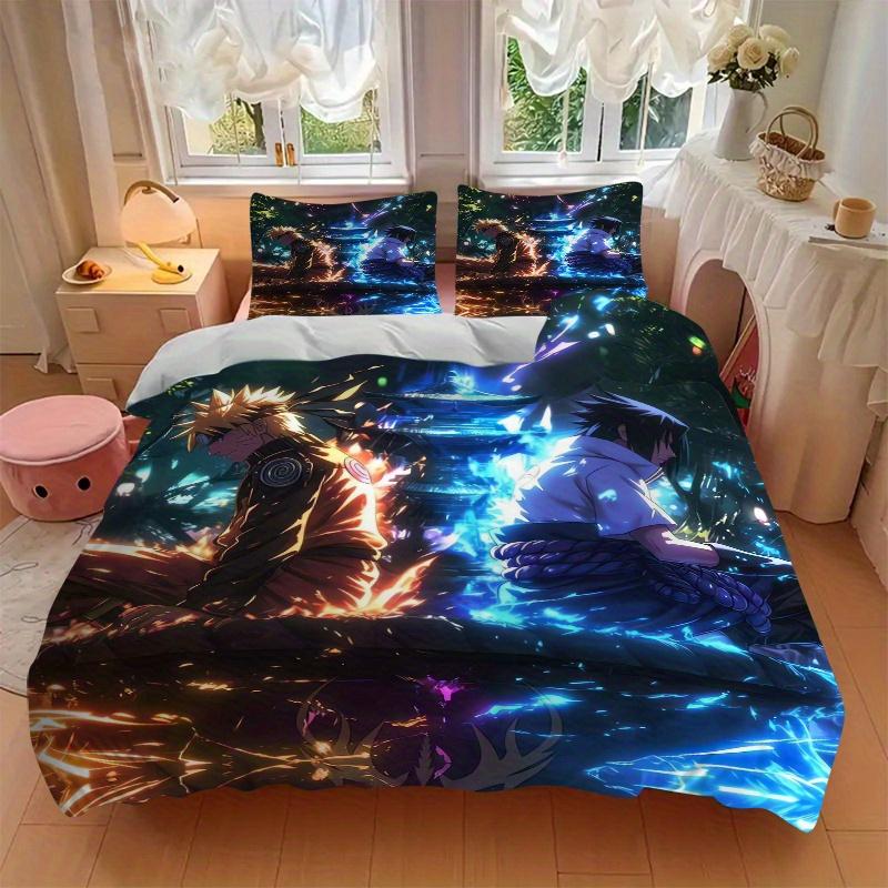 3pcs Naruto vs Sasuke Anime Print Cover Set Ultra Soft, Breathable, and Comfortable Bedding with Stylish Design for Bedroom and Guest Room Decor
