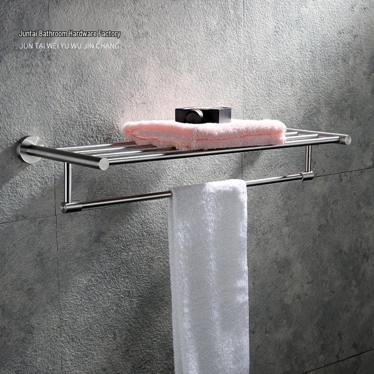 60 Series Model 304 Stainless Steel Wall-Mounted Towel Rack with Mirror Finish & Towel Ring