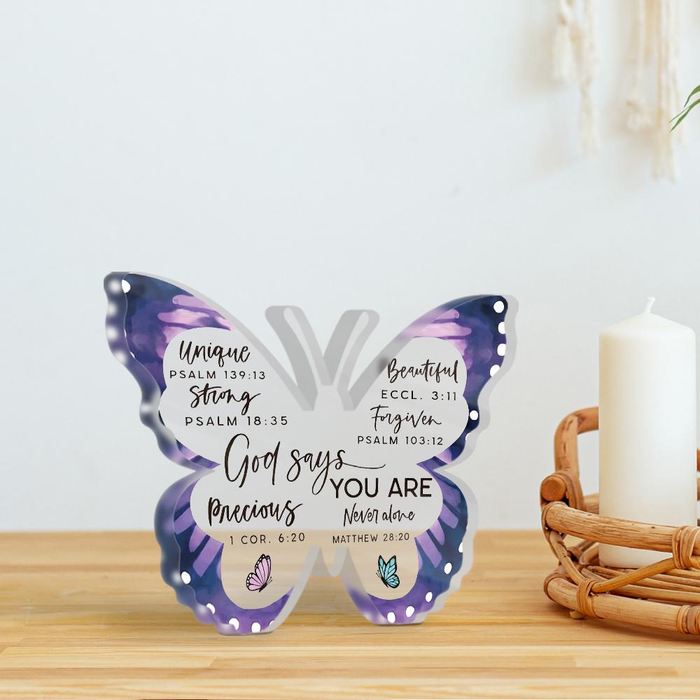1pc Religion Butterfly Shaped Acrylic Sign | Tabletop Decor for Home Living Room, Contemporary Style, English Language