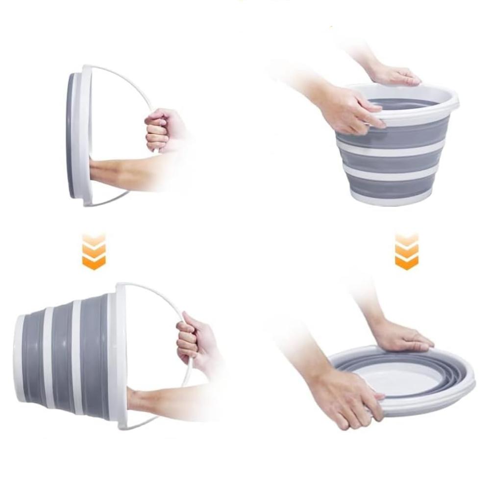 10L Foldable Bucket with Strong Folding Gallon Silicone Bucket Flexible, Sturdy Handle for Hiking, Backpacking, Camping, Outdoor