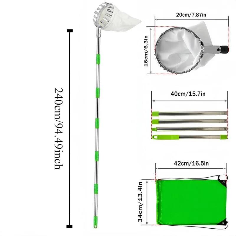 

Fruit Picker High Altitude with Basket Telescoping Pole Garden Fruit Harvesting Tool Apple Orange Avocado Mango Picking Etc