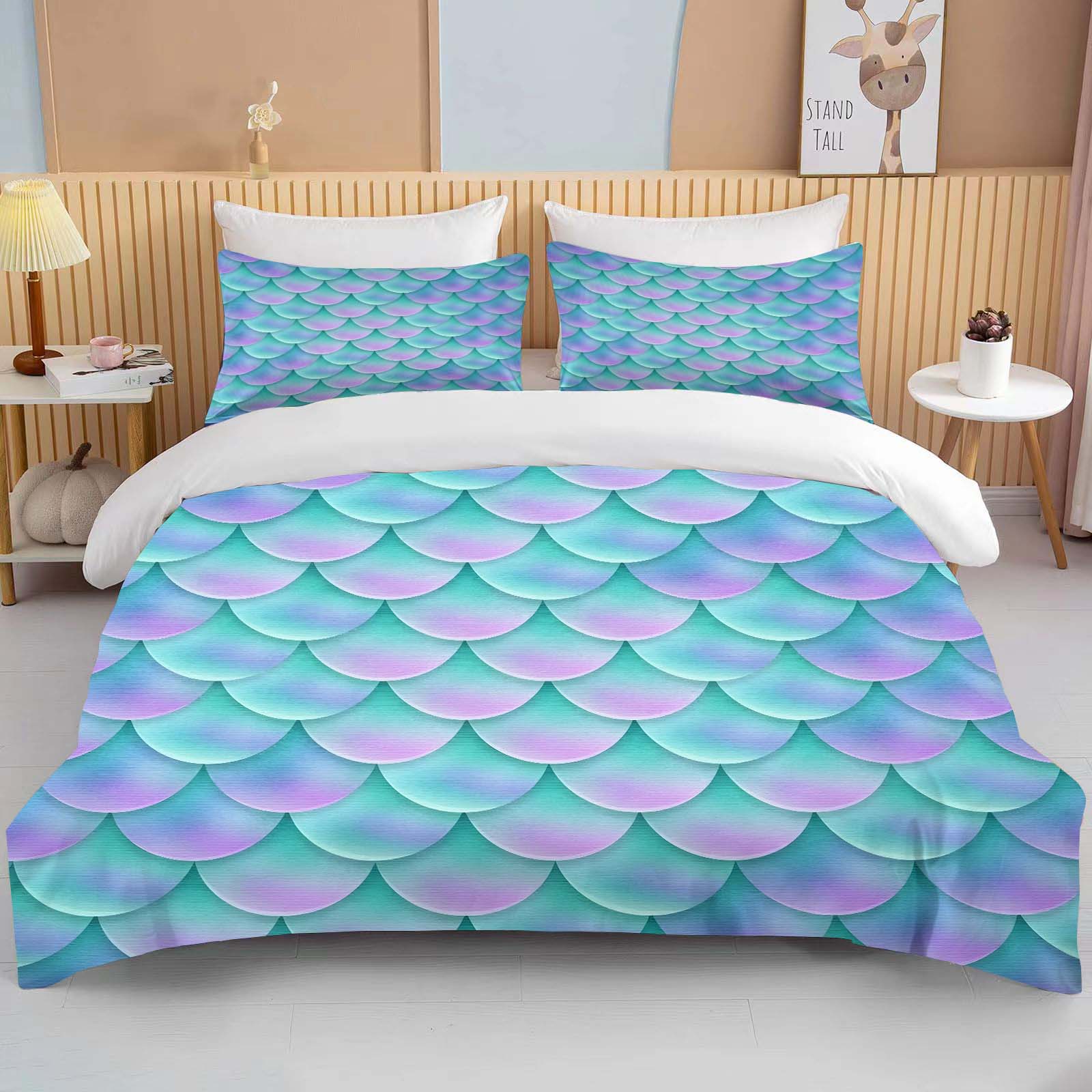 

Comforter Fantasy Fish Scale Art Print Bedding Set 1 2 S Adult And Children Bedding Set Luxury Gril Gift Comforter (quilt)-EU Single(135*200cm)3pcs