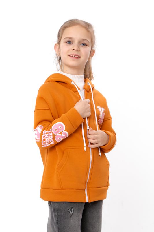 

Girls warm zip hoodie – With printed design, 6395-025-33-5 HC 110 помаранчевий