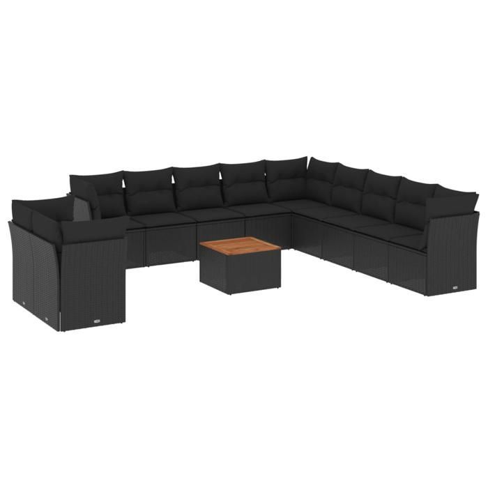 VidaXL Garden Lounge Set 12 Pcs with Cushions Black Braided Resin 3223724