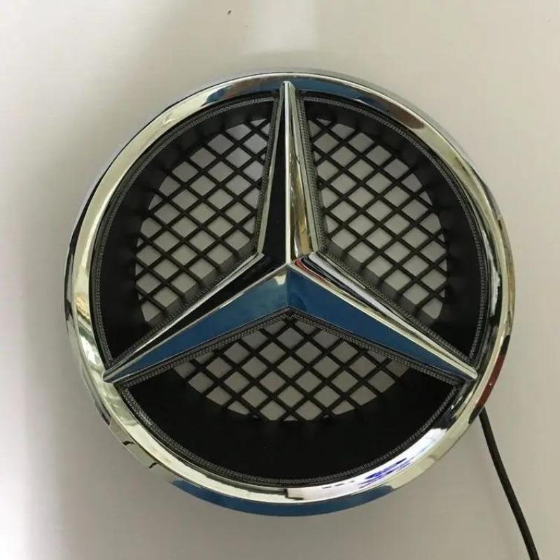 

2025 Гаряча 18.5см Порожнистий стиль Автомобільний Емблема Передньої Решітки Зі Світлодіодною ОСНОВОЮ Для Mercedes Benz C CLASS W204 GLK W204 B W245 VITO W447 W463 Red Led срібний