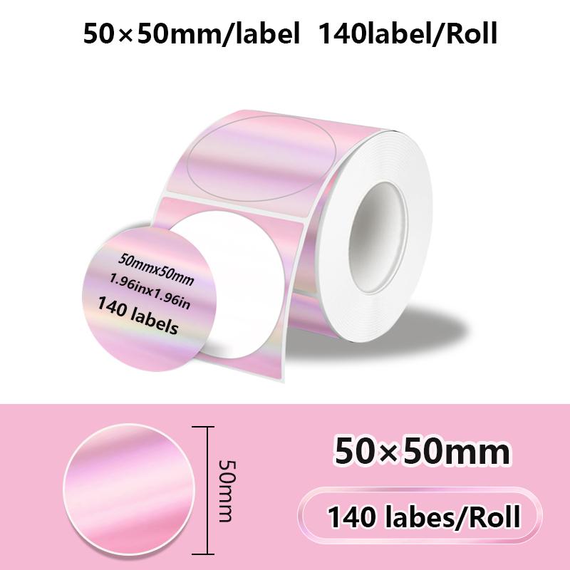 1PK New Holographic Laser Color Transparent Thermal Adhesive Label Roll Suit for Phomemo M110/M200/M120/M220 E210 P50 DETONG P1