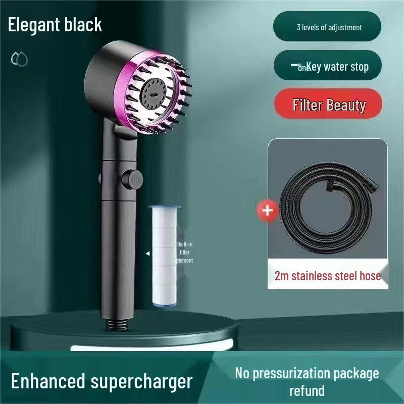 Ultra-Strong Supercharged Massage Shower Head Set with Filter & Hose