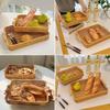 Handgeflochtene Rechteckige Serviertabletts aus Kunststoff mit Griffen, Gewebte Korbweiden-Brot-, Obst-, Snack-, Lebensmittel-Servierkörbe für Zuhause, Küche