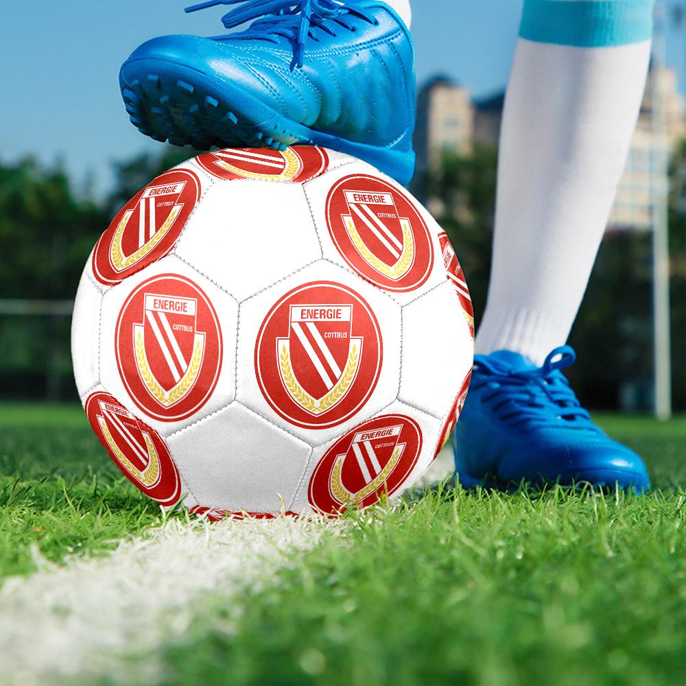 Energie Cottbus logo size5 Soccer Ball, colorful, suitable for all ages, machine-stitched, PVC material, competition grade,durable and high bounce