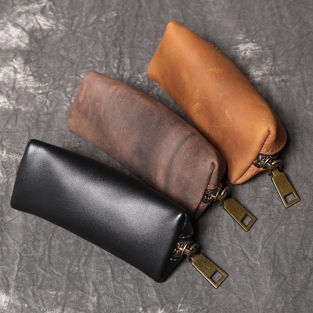 Anti-lost Men Key Ring Pouch Large Capacity Car Key Retro Money Bag Mini Leather Coin Purse Work