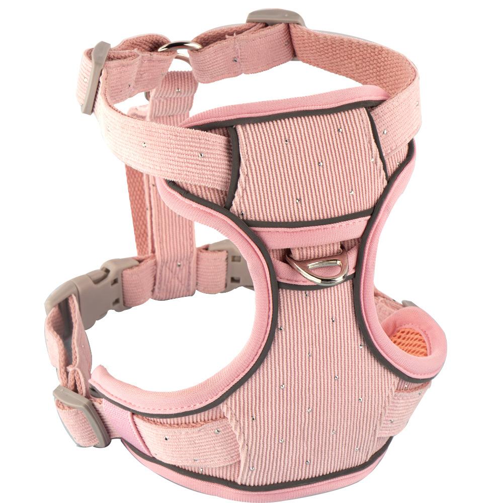 

New spot pet products dog chest strap striped diamond integrated chest back S зелёный