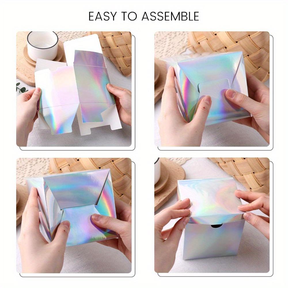 10pcs Square Laser Foldable Boxes Mini Gift Boxes Paper Boxes Iridescent Gift Boxes Candy Treat Boxes Favor Boxes Packaging Box Wedding Stuff Wedding