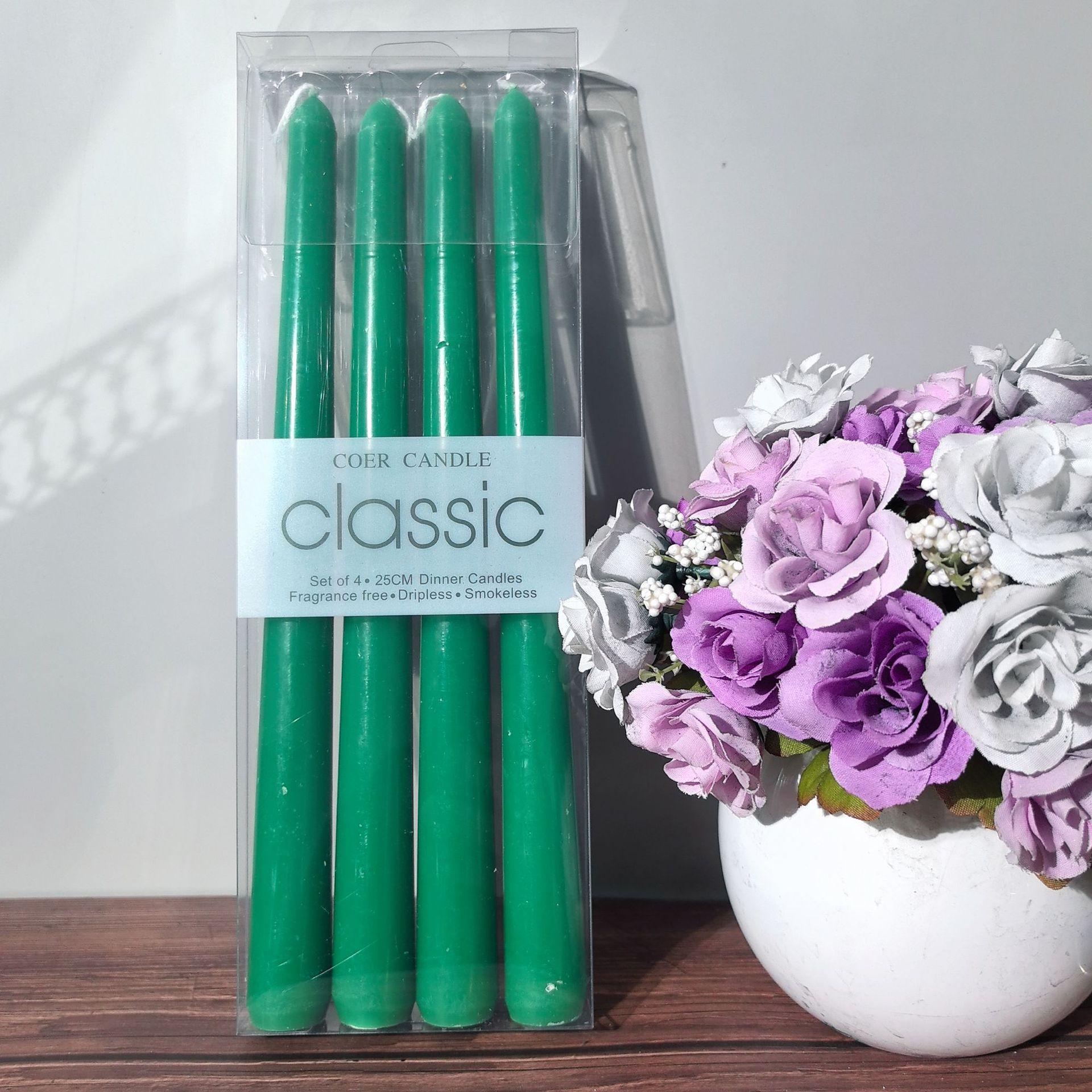 

Европейская классика Красная и Белая Свеча Сделай сам Аварийное отключение электроэнергии Длинная свеча Атмосфера ужина при свечах Декорации Реквизит Cone rod 2.2 * 25 grass green