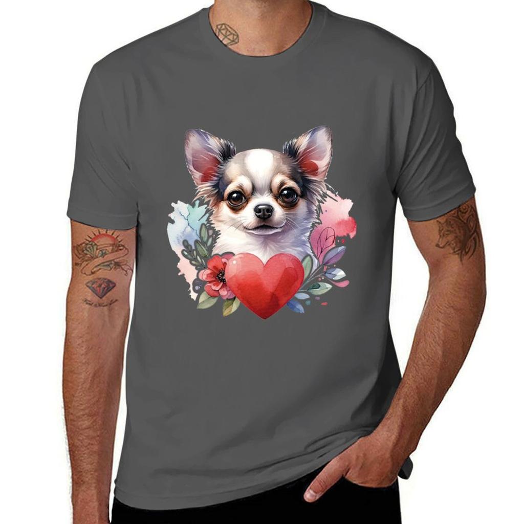 Chihuahua Dog Portrait Tshirt Novelty Print Casual Tee Shirt