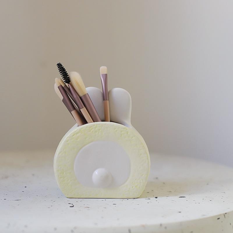 Cute Cartoon Creative Ceramic Oblique Insert Pen Holder Desktop Storage Organizer