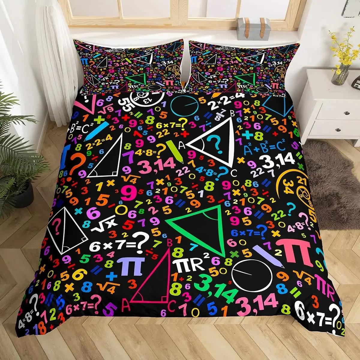 

Math Duvet Cover Computing Formula Bedding Set Watercolor Geometry Art Comforter Cover Mathematical Formula Bed Set Twin Queen AU Double(180*210cm)3pcs