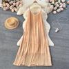 Idle Style Chiffon Pleated Long Sling Vacation Skirt