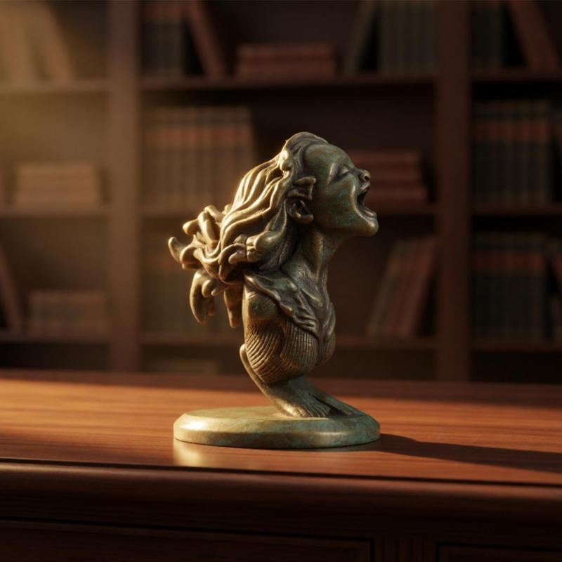 Small Brasses Shelf Decors Accent With Aged Finish, Female Bust Figurine Statue for Desk Decors, Tabletop Styling, Entryway Home Display