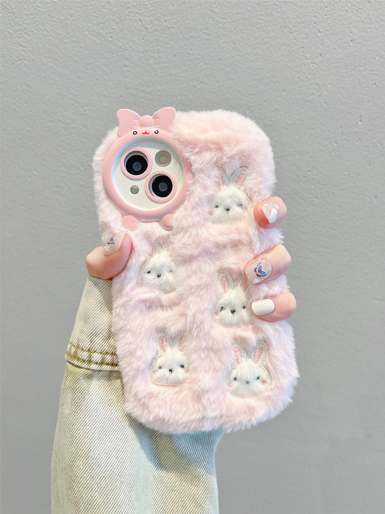 

Плюшевий чохол із милим мультяшним кроликом для iPhone 14 15 Pro Max 11 12 13 Pro Max Soft Protective Cover For iPhone 15