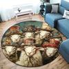 Cute animals with oil painting textureRound Area Rug,Carpet Rug for Living Room Bedroom Sofa Playroom Decor,Non-slip Floor Mat