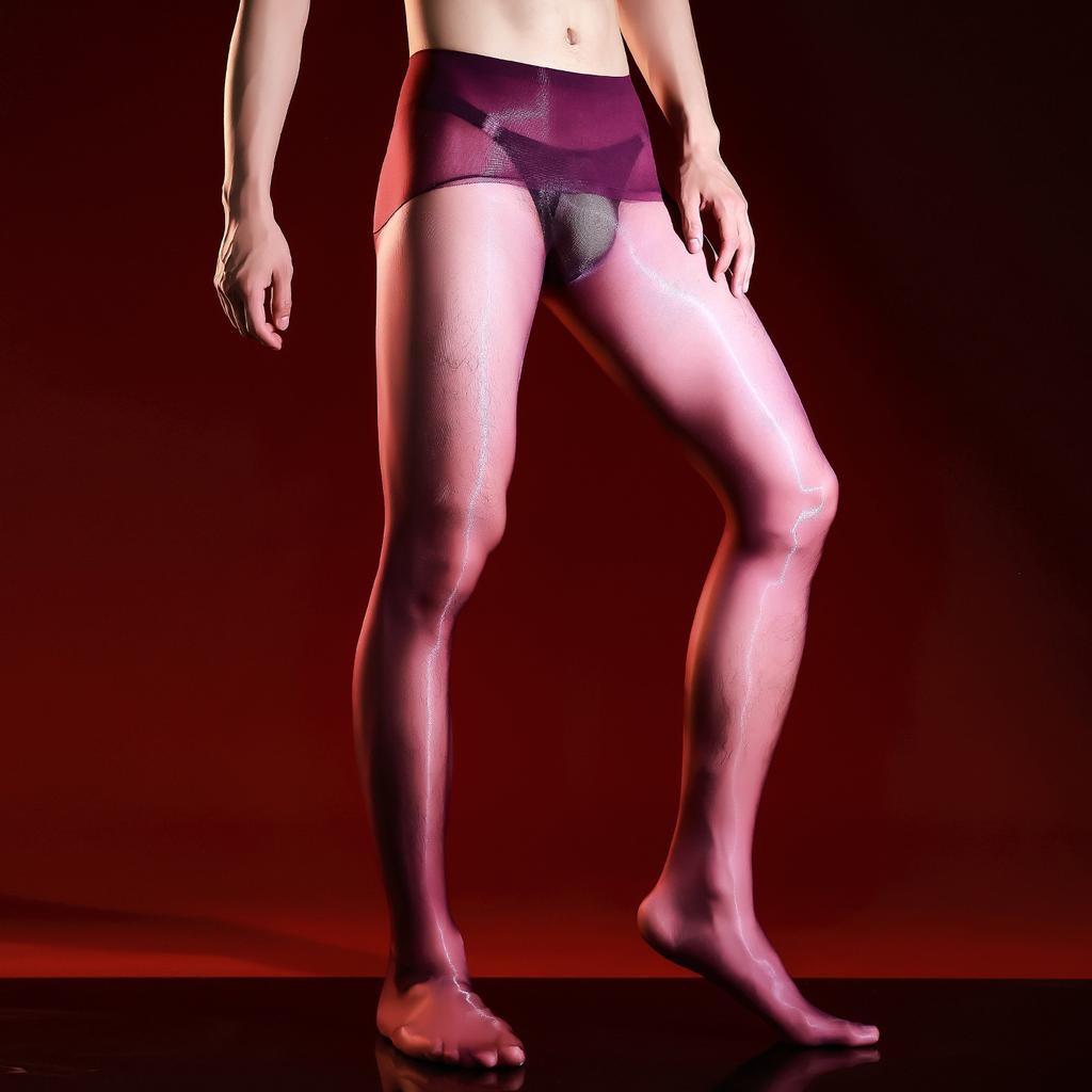 Xiyue "Gentleman" 3D Aurora Pánské Ultra-tenké Punčochové kalhoty Punčochové kalhoty Sexy Hladké Černé Hedvábné Olejové Hedvábné Hladké Olejové