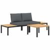 VidaXL Garden Lounge Set 3 Pcs with Cushions Black Aluminium, Garden Sofa Set, Patio Sofa Set, 3283704